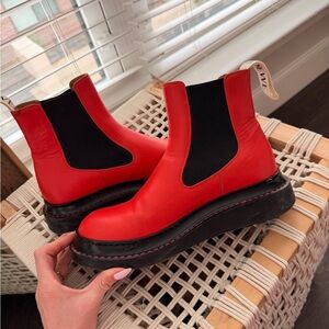 Loewe Red Leeather Chelsea Boots